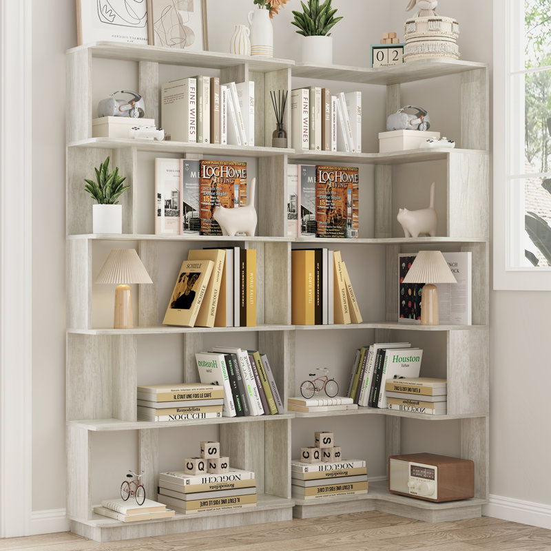 Ensemble de 2 bibliothèques combinées pour économiser de l'espace et une bibliothèque d'angle de 55 cm plus 80 cm de longueur pour l'option, 2 bibliothèques de groupe en forme de L x 1 + bibliothèque en forme de I x 1