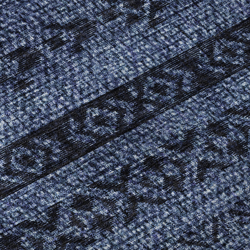 Tapis bleu marine de qualité supérieure lavable à la machine Prisco, Rectangle 2 pi 6 po x 3 pi 10 po