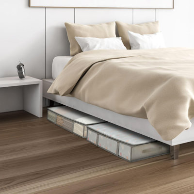 Paquet de 2 bacs de rangement sous le lit, bacs de rangement sous le lit en plastique résistant à l'humidité, rangement sous le lit avec poignées pour vêtements, chambre à coucher