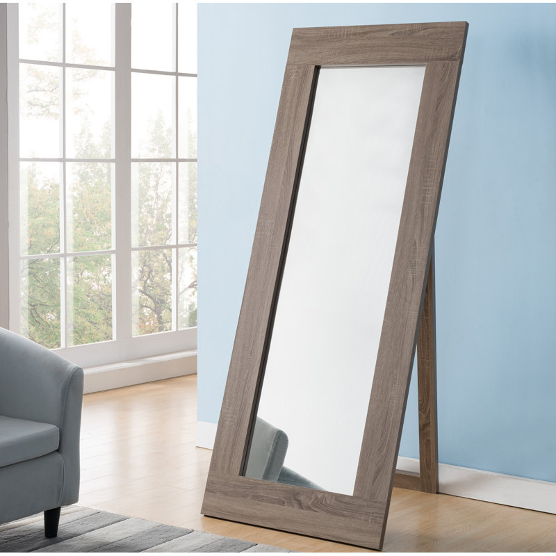 Engleside Wood Flat Floor Mirror, Dark Taupe