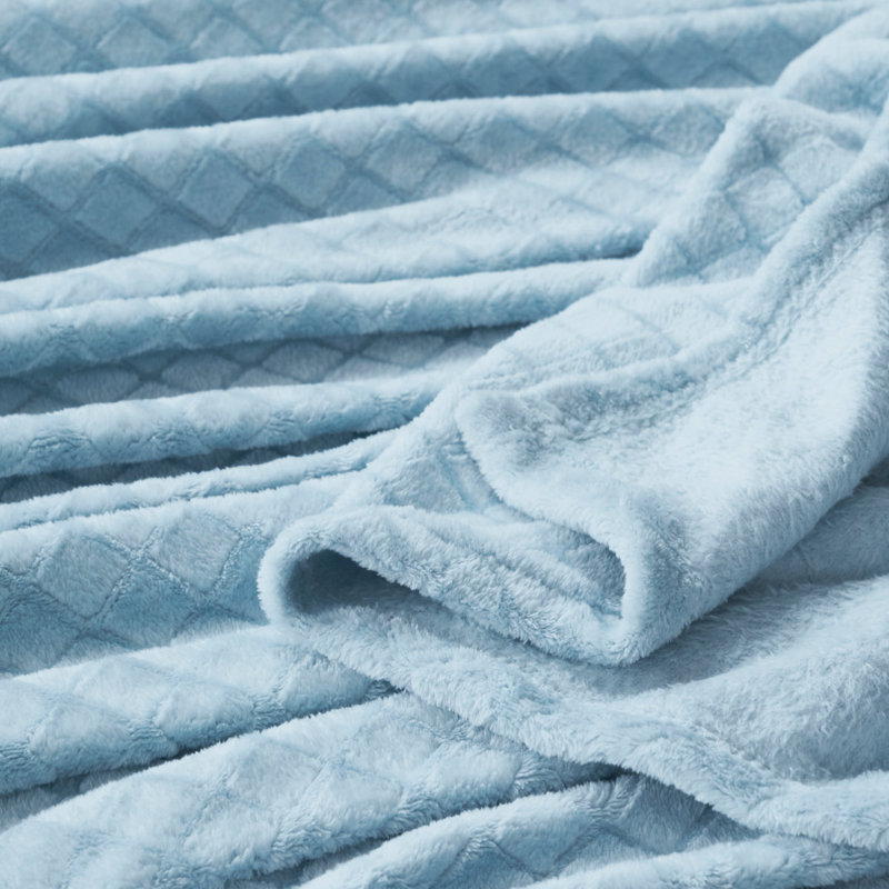 Literie en flanelle Atka Diamond, Bleu clair, Lit simple
