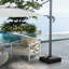 Base de parasol pour parasol en porte-à-faux 84d-110v02, 330 lb Capacité, base à finition noire, remplissable, robuste avec roulette de levage, coussins réglables,