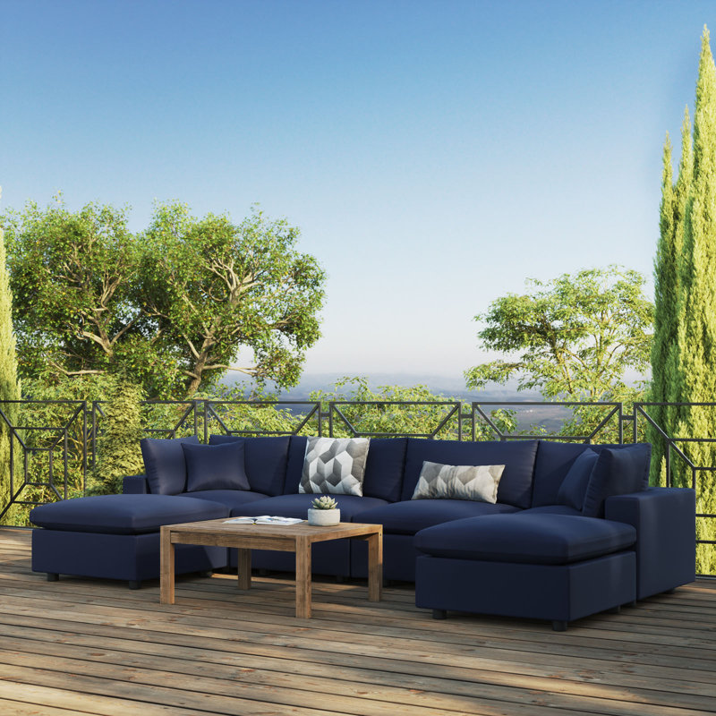 Canapé modulaire d'extérieur 6 pièces Commix, Bleu marine