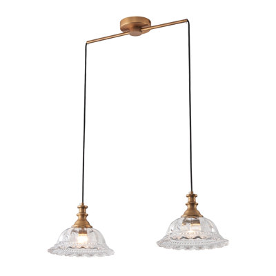 Luminaire suspendu de style rétro à double tête de couleur laiton homologué UL
