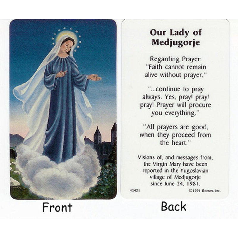 Club de 50 cartes de prière religieuse «Notre-Dame de Medjugorje» # 43421
