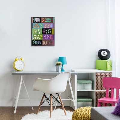 Blocked Kid's Educational Counting Framed Giclee, design by Carla Daly