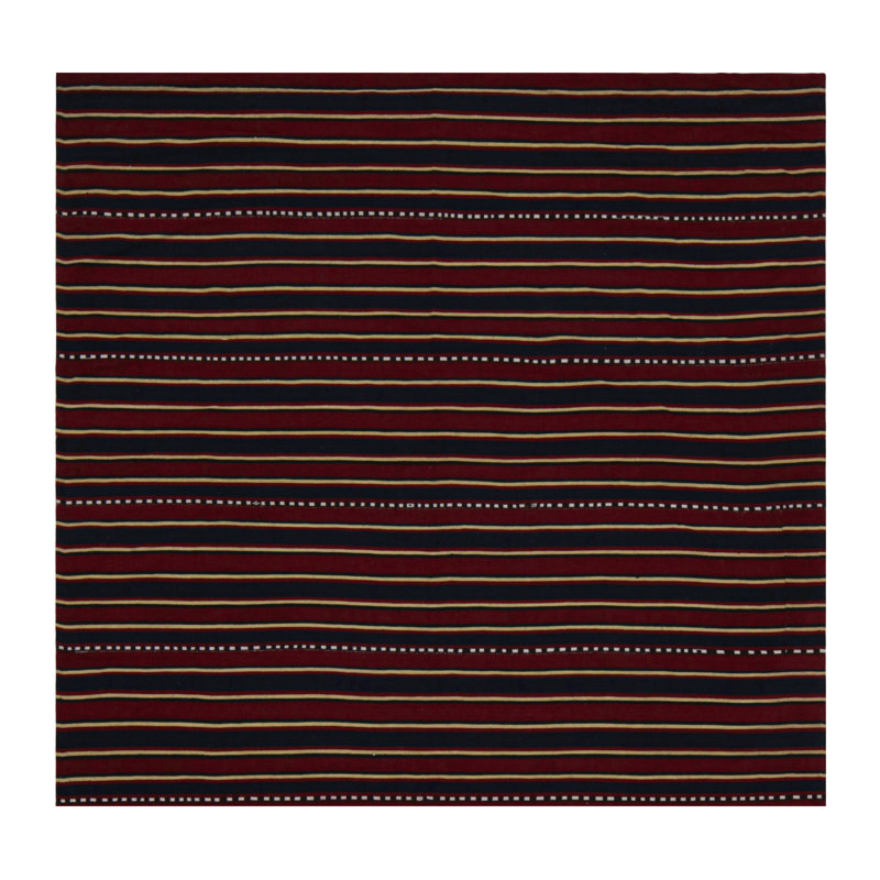 Hand Woven Kilim Wool Striped Area Rug, Rectangle 5'11'' x 5'7''