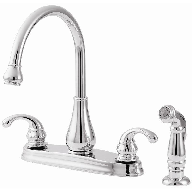 Robinet de cuisine à poignée double avec jet latéral Treviso, Chrome poli