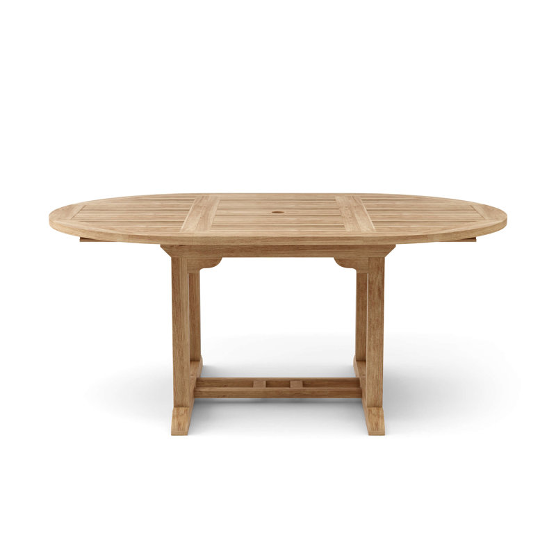Bahama Oval Teak Outdoor Dining Table With Umbrella Hole , 71'' in. W 47'' in. D