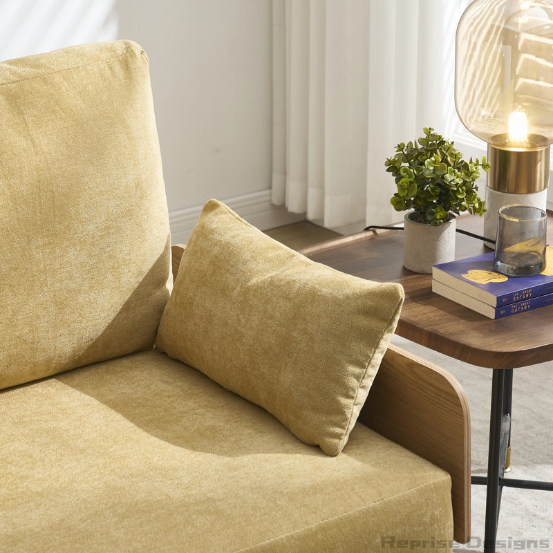 Canapé inclinable convertible 3-en-1 avec coussins, Jaune moutarde