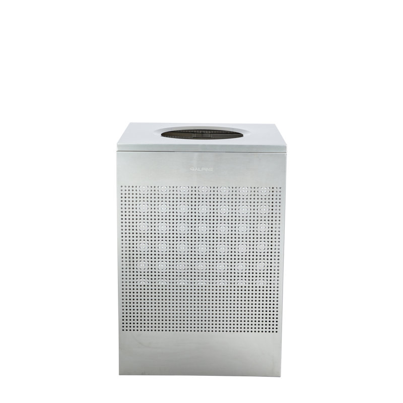 Poubelle perforée carrée 40 gallons en acier inoxydable, Argent