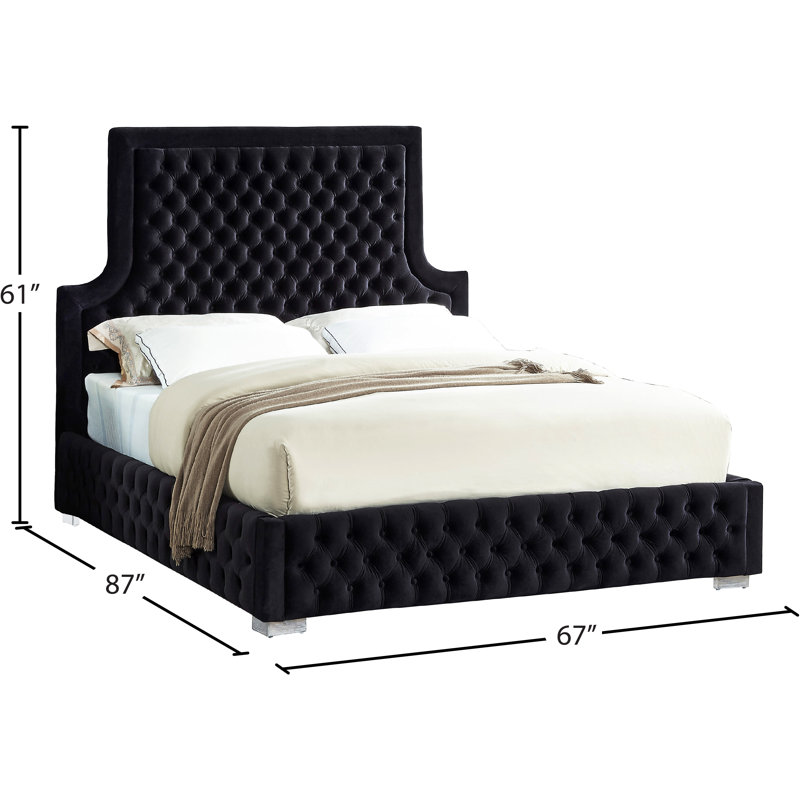Lit plateforme tapissier Schroeder, Grand, Velours noir