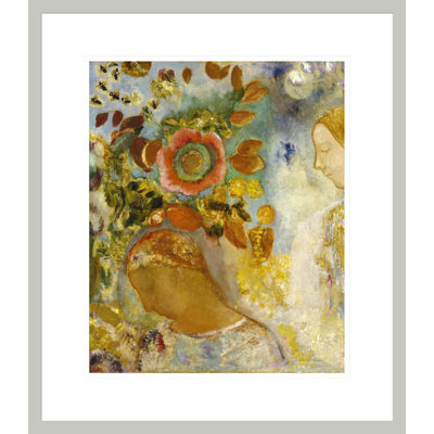 «Deux jeunes filles parmi les fleurs» par Odilon Redon, impression giclée sur cadre