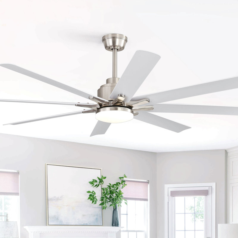 52-Inch Smart Ceiling Fan With Lights,6 Wind Speed,With 8 Black ABS Blades,Voice Remote,Fan For Bedroom,Living Room,Patio,Kitchen,Etc