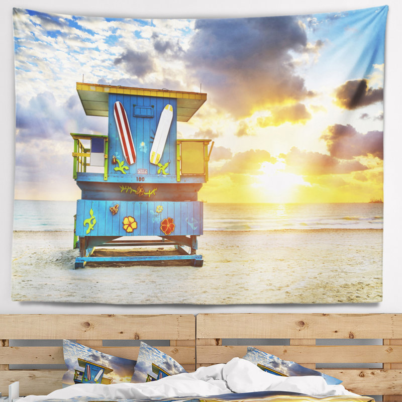 Tapisserie «Seashore Miami South Beach Sunrise», H 32 po x l 39 po