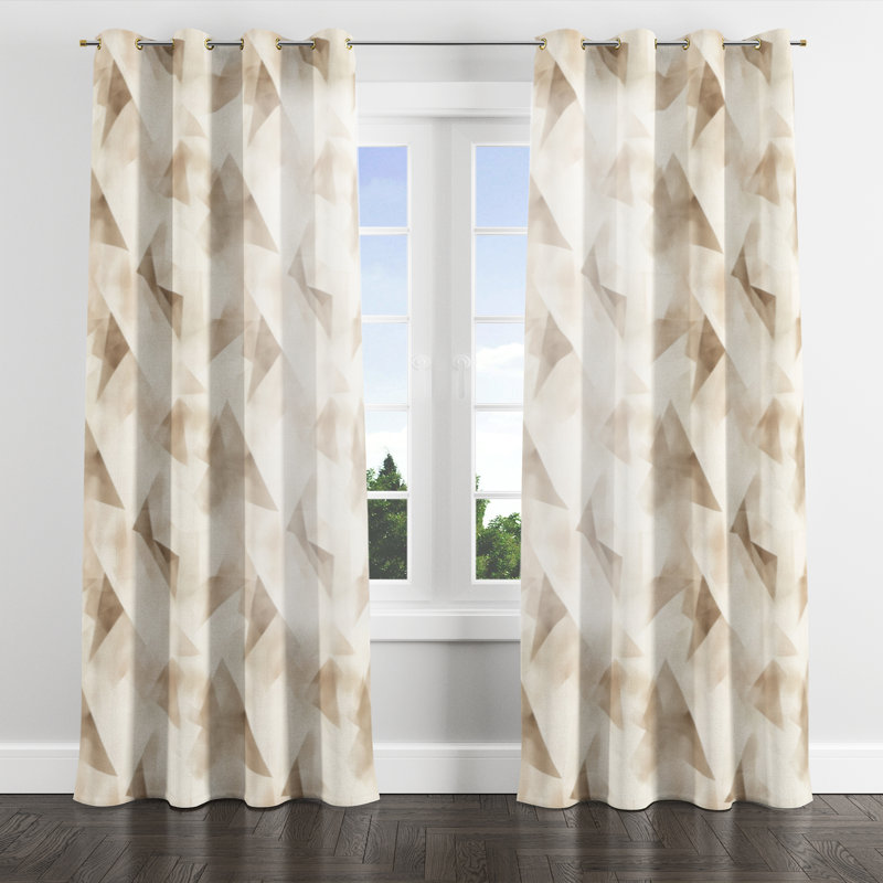 Modern Window curtains - Geometric Badradin Grommet Curtain - 1 Panel, Gold Grommets, 52" W x 63" L