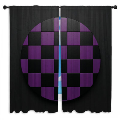 Rideaux à carreaux violets à motifs circulaires, occultants - 2 panneaux