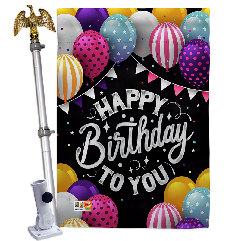 Double Sided 40'' H x 28'' W Polyester Birthday Flag Set