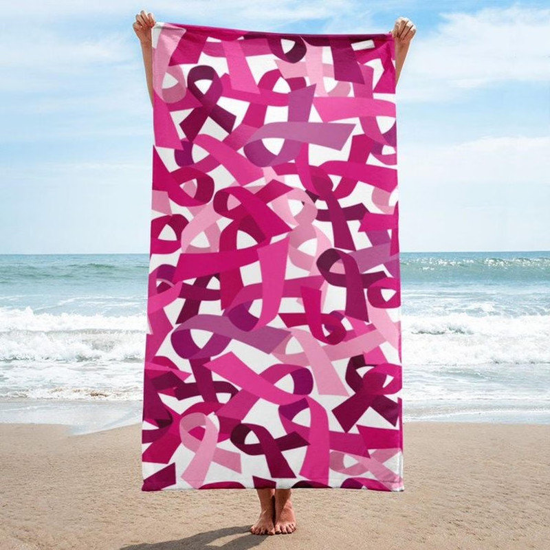 Breast Cancer Pink Ribbon Towel, Beach, Kitchen Bath Swimming Pool Camping Hiking Boating Gym Sunbathing Concert Vacation Bathroom Cruise 60*80inch