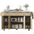 55.5" Fluted Kitchen Island With Drop Leaf, Storage, Charging Station & Lockable Wheels-228984686-228984685