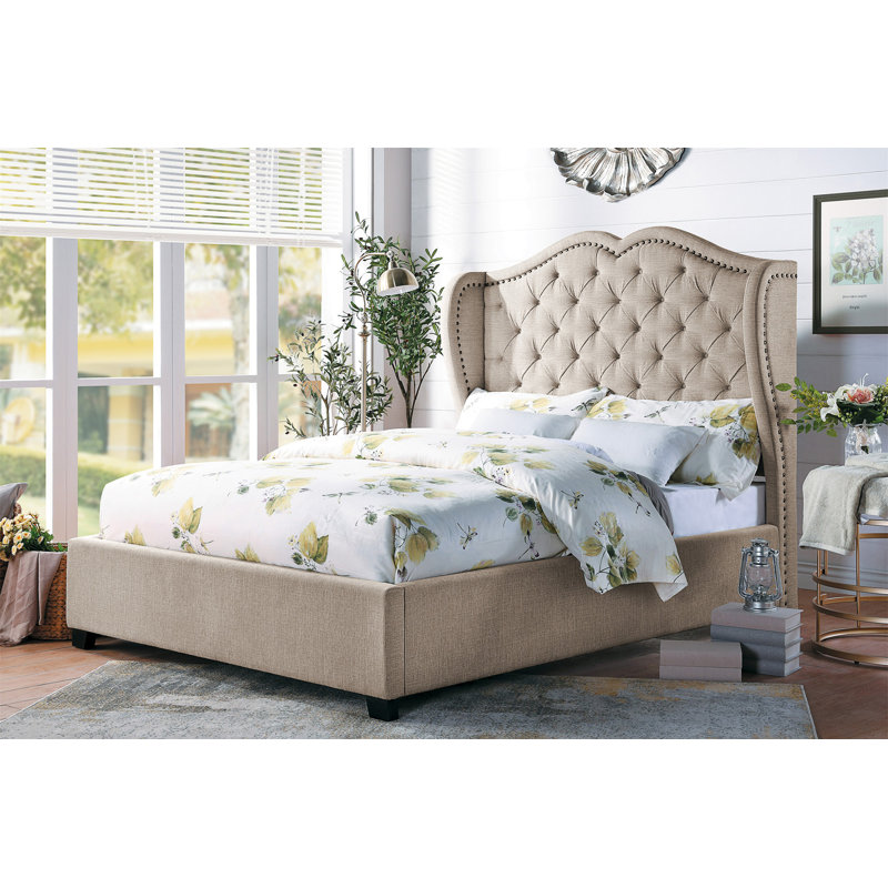 Beatson Tufted Upholstered Low Profile Platform Bed, Queen