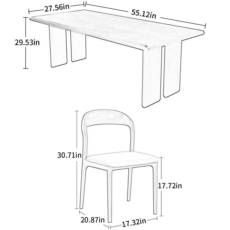 Ensemble de salle à manger Remya, H 29,53 po x L 55,12 po x l 27,56 po, 5 Pieces: Table, 4 Chairs