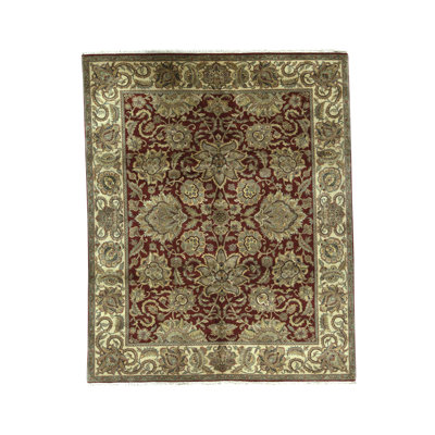Tapis rouge et or de haute qualité noué à la main