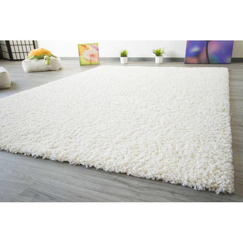 Delabra Shaggy White Rug, Rectangle 200 x 290cm