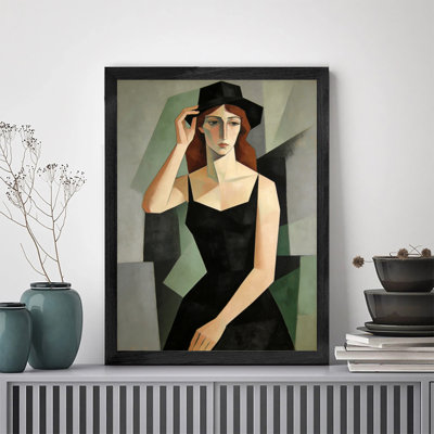 Premium Solid Wood Black Framed Prints Woman Black Dress Ready to Hang Home Decor High Definition Print On Canvas
