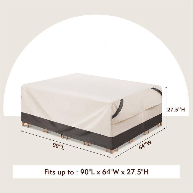 Beige and Gray Waterproof Rectangular Patio Furniture Cover