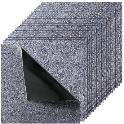 Carpet Tiles 18x18 inch, Peel and Stick Carpet Square Rug, Self Adhesive Commercial Floor Soft Padded for Seamless Cover 22.5sq.ft, Easy DIY Replacement for Living Room Office, Grey