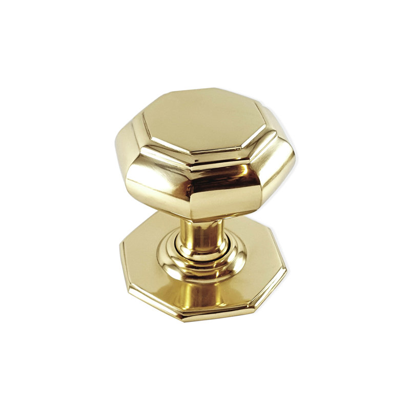 Octagonal Centre Door Knob, Polished Brass