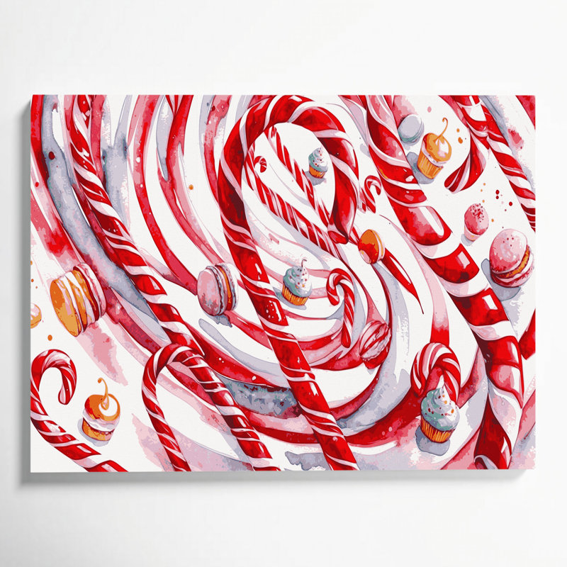 Desserts Candy canes Beige Canvas Wall Art