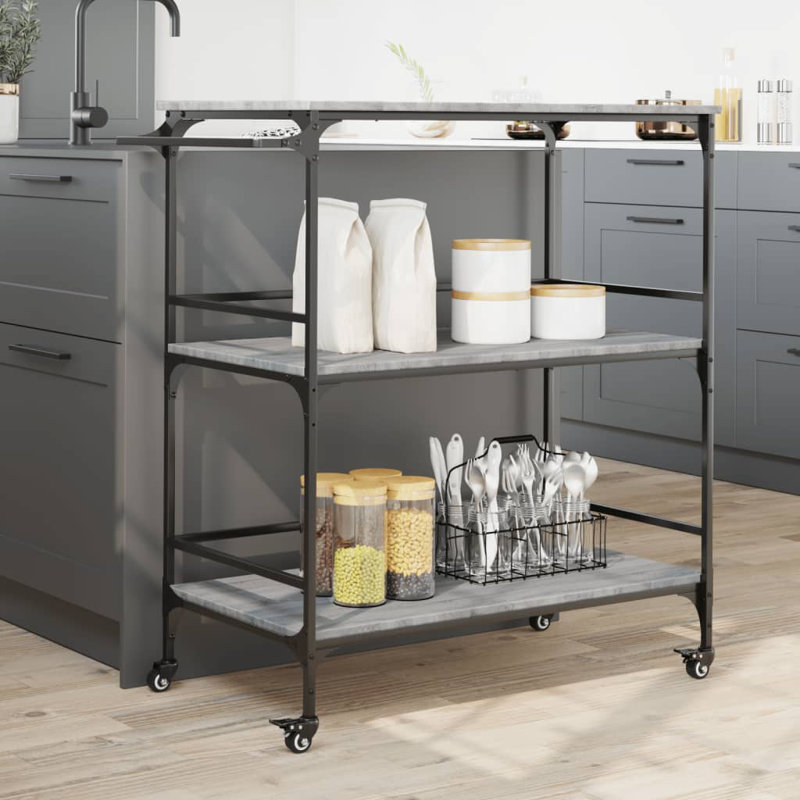 Osakis Metal Bar Cart, Grey Sonoma
