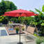 Parasol de jardin orange 9 pi avec motif de glace et auvent à décoloration