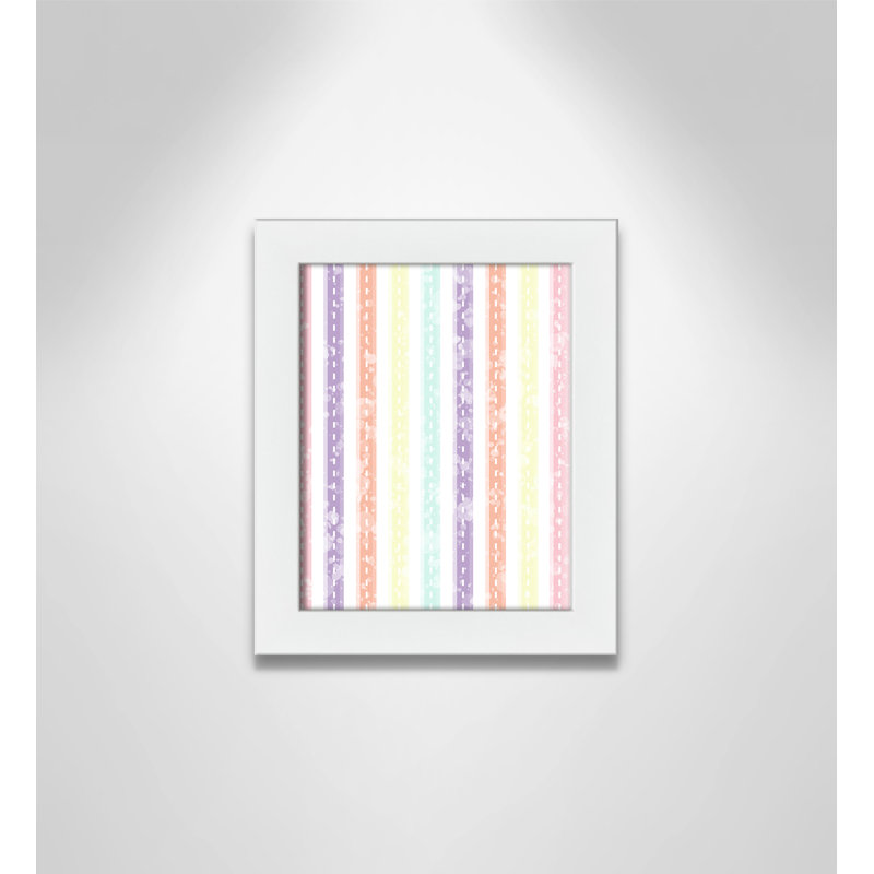 Adhésif décoratif Whimsical Stripe, H 12 po x l 10 po x P 0,625 po, Encadré plat blanc