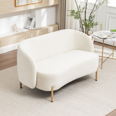 Ada Upholstered Velvet Loveseat With Gold Legs