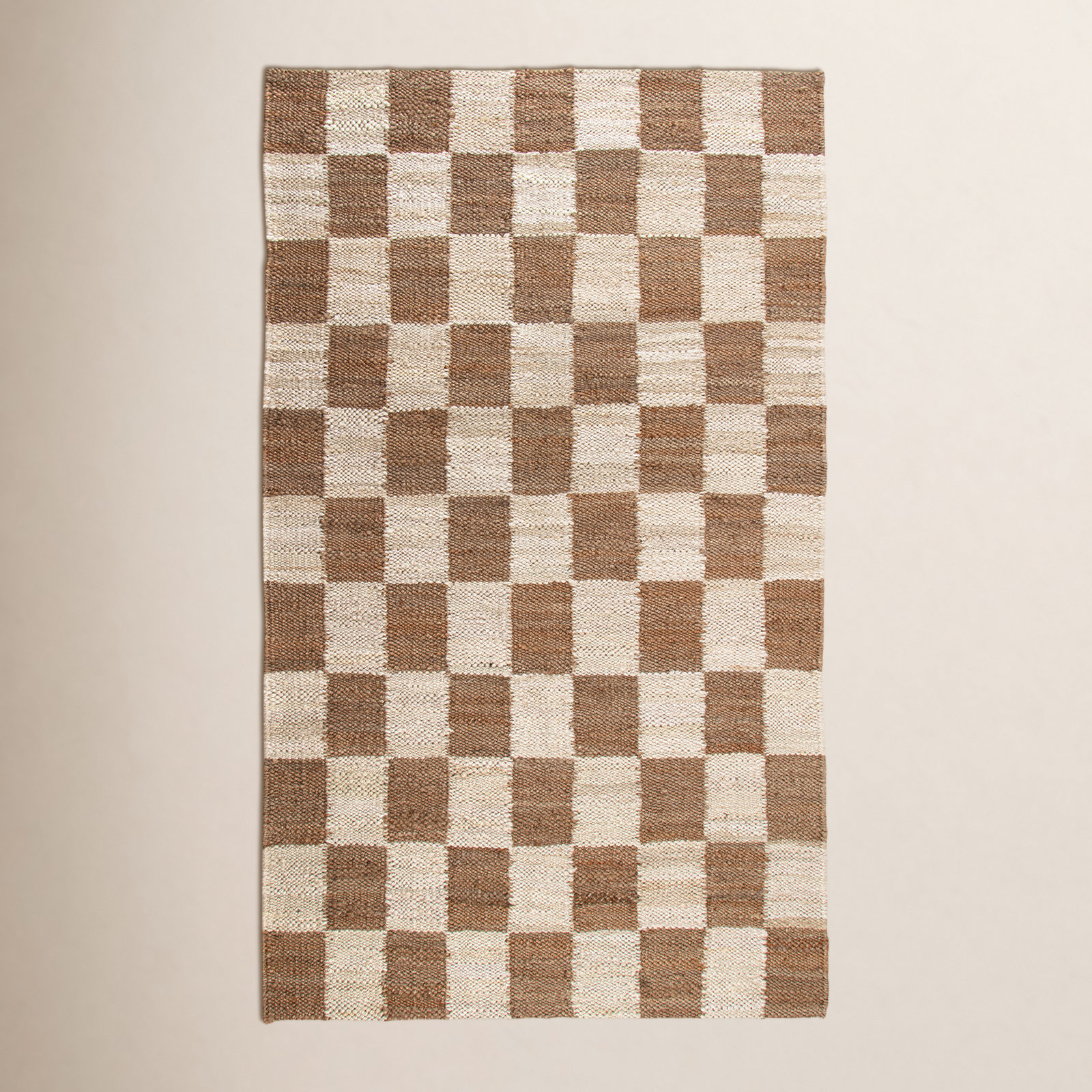 Madalene Checkerboard Natural and Ivory Rug, Runner 2'6" x 8'