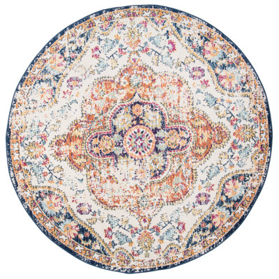 Beverly Oriental Orange/Blue/Cream Area Rug