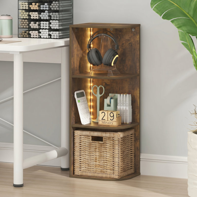  PASIR, (3 Shelves) 31.5"H x 12"W x 9.3"D, Amber Pine