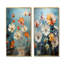 Ensemble de salon art mural bleu et orange Zinnias - Zinnias-189432405-189432401