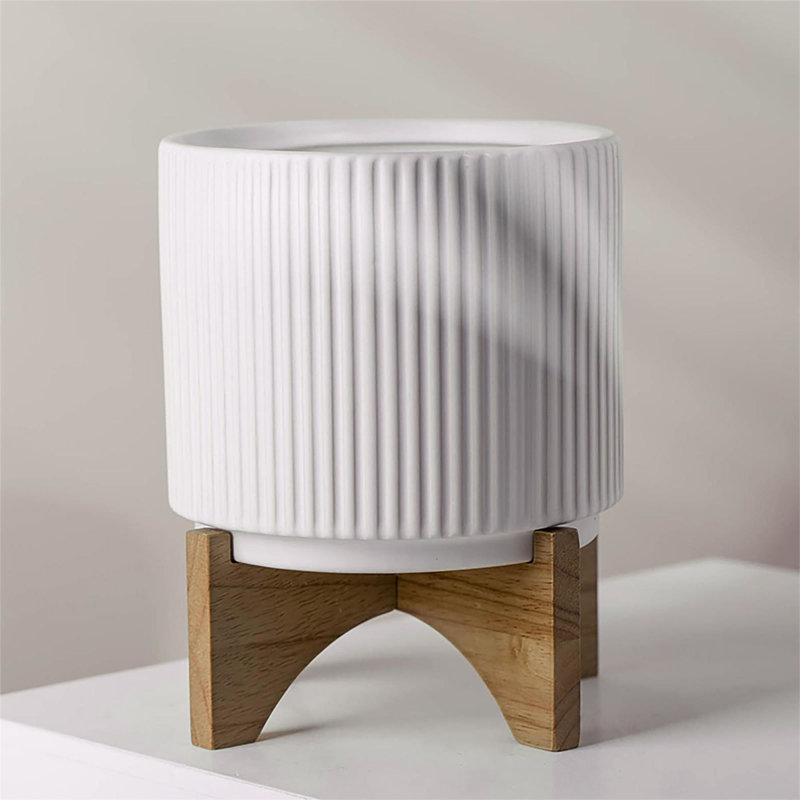 Lolotoe Handmade Ceramic Cachepot, 14.5cm H x 14.5cm W x 14.5cm D, White