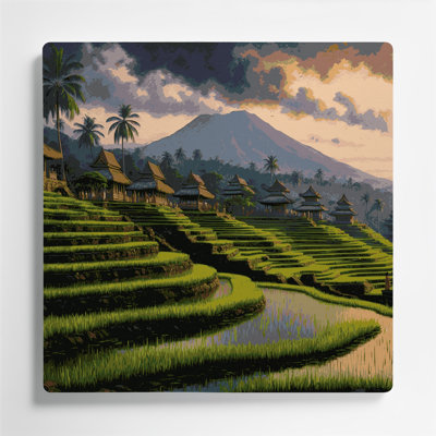Cities Bali Indonesia Green Metal Wall Art