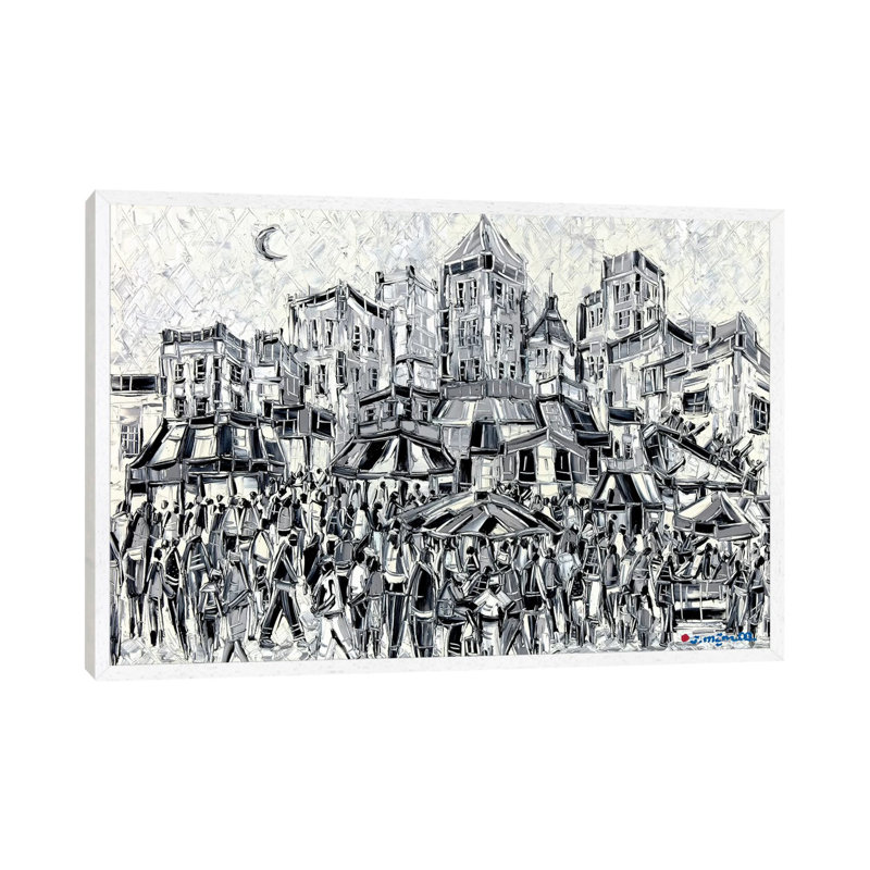 Amusement City 1 Piece Painting on Canvas, 45.72cm H x 66.04cm W x 3.81cm D, White Framed