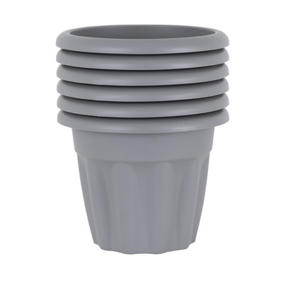 Wham Vista 25cm Round Planter Pack of 6 Upcycle Grey