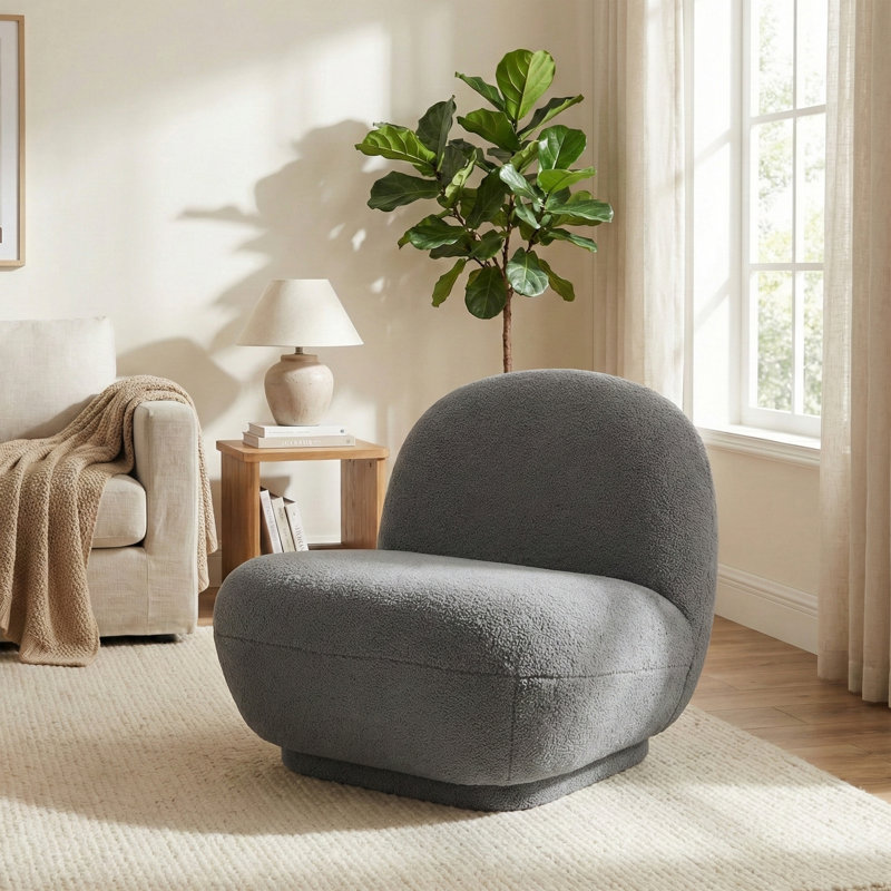Boucle Accent Chair, Grey