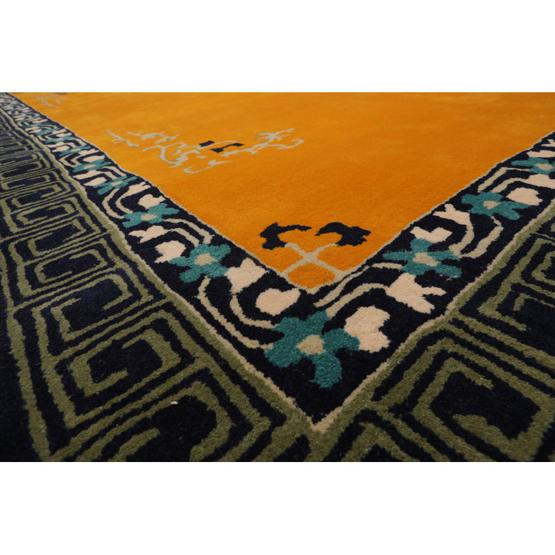 Tapis multicolore touffeté à la main de style art chinois grec à la main, Rectangle de 5 pi x 8 pi