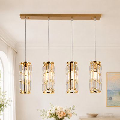 Deimonas 4 - Light Crystal Cylinder Linear Kitchen Island Pendant