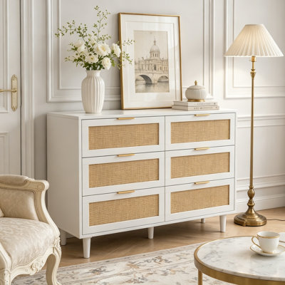 6-Drawer Rattan Storage Cabinet