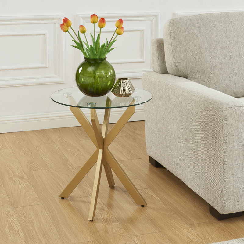 Jaona Glass Top End Table, Gold